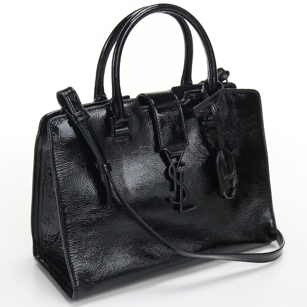 Saint Laurent Baby Cabas Handbag Enamel Black